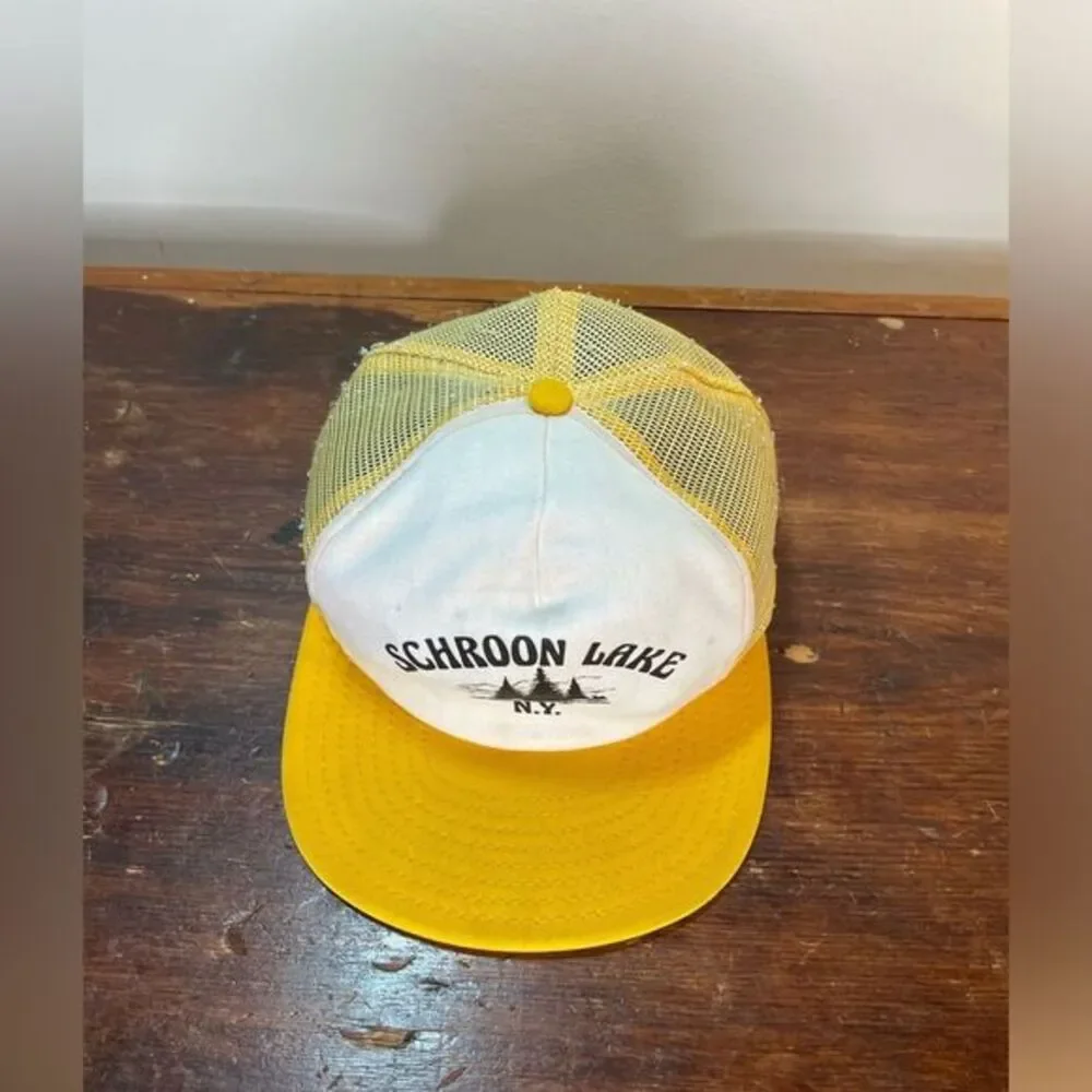 Vintage‎ Schroon Lake Yellow Mesh Trucker Snapback